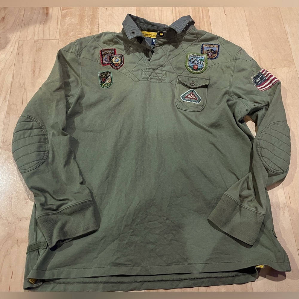 Patch polo shirt with quilted yoke